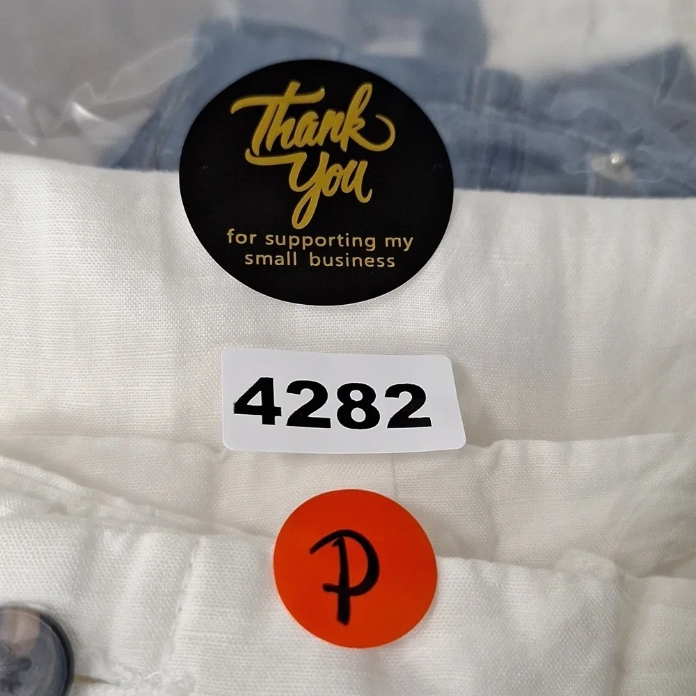 H&M White Linen Blend Paperbag Waist Pants Size 10
